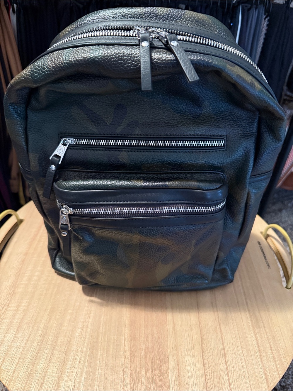 Ash
Army Fatigue
Leather Backpack with Multiple Zip Pockets